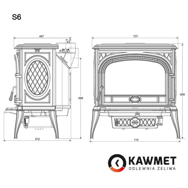 Печь-камин KawMet Premium S6 13,9 kW