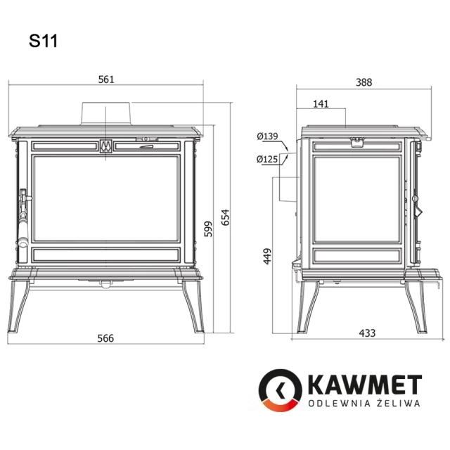 Печь-камин KawMet Premium S11 8,5 kW
