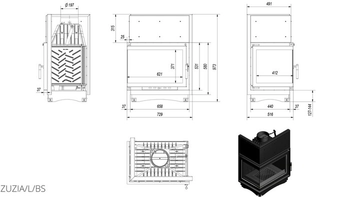 Топка Kratki Zuzia 16 L/BS