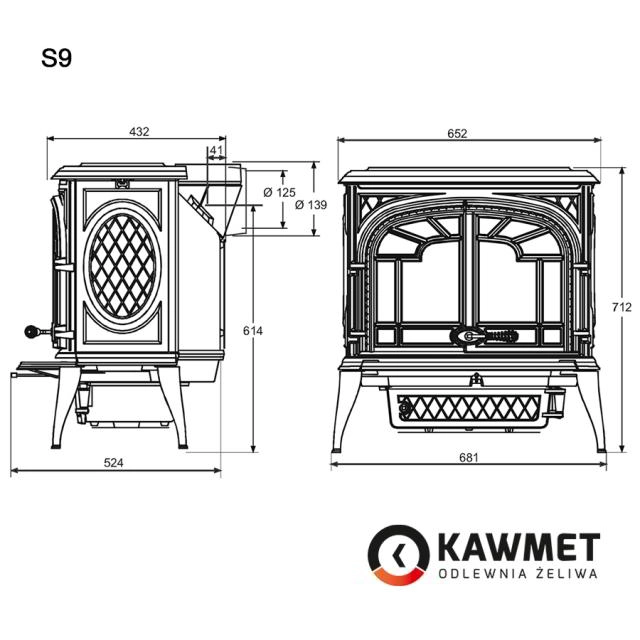 Печь-камин KawMet Premium S9 11,3 kW