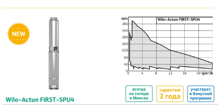 Погружной скважинный насос WILO Actun First - SPU 4.02-07-b/XI4