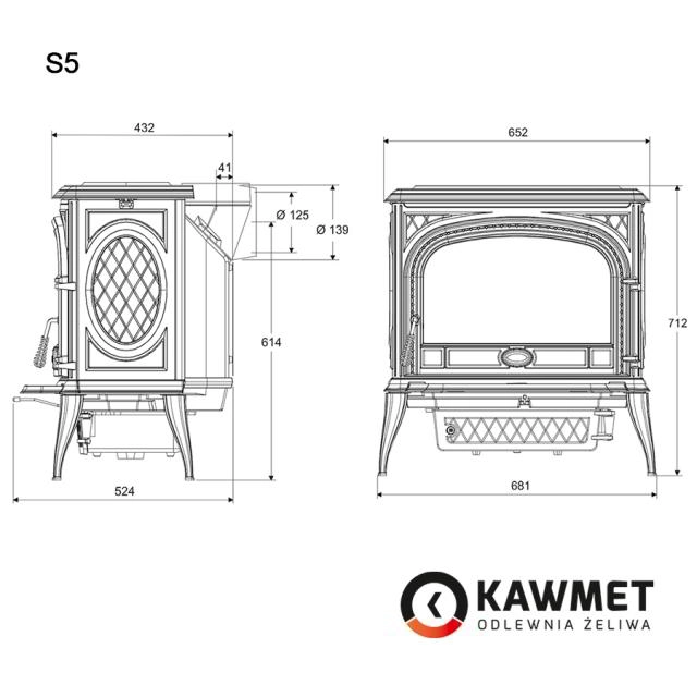 Печь-камин KawMet Premium S5 11,3 kW