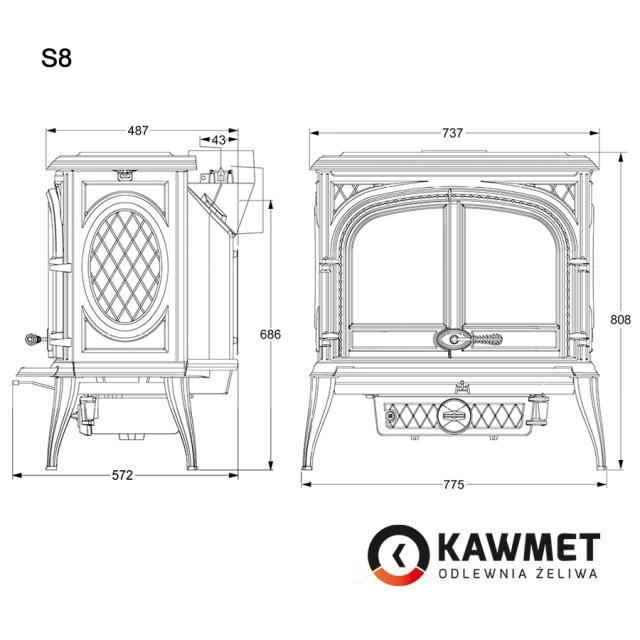 Печь-камин KawMet Premium S8 13,9 kW