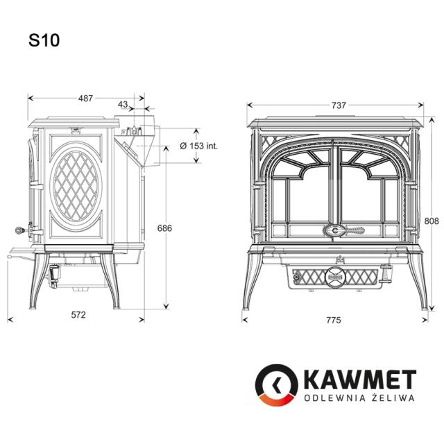Печь-камин KawMet Premium S10 13,9 kW
