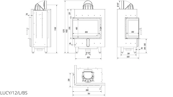 Топка Kratki Lucy 12 L/BS