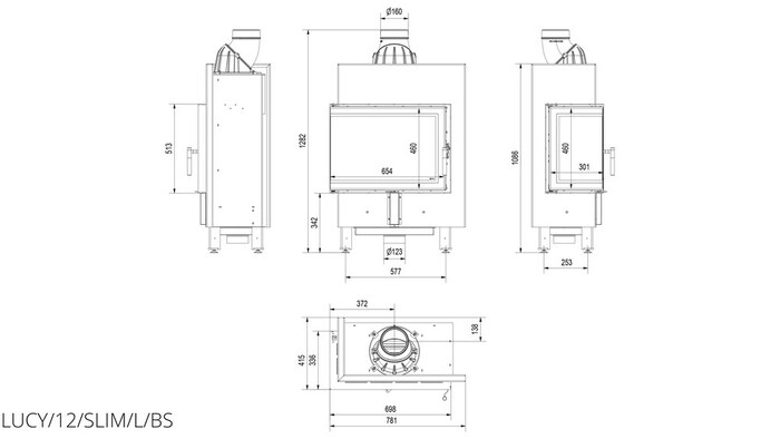 Топка Kratki Lucy 12 L/BS Slim