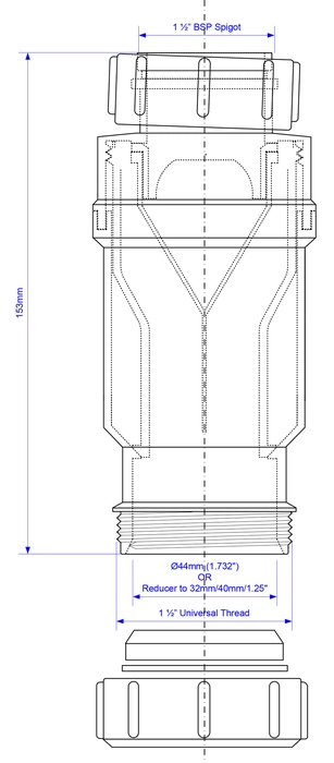 Сифон с сухим гидрозатвором McAlpine MacValve 1 1/2" x 40 мм