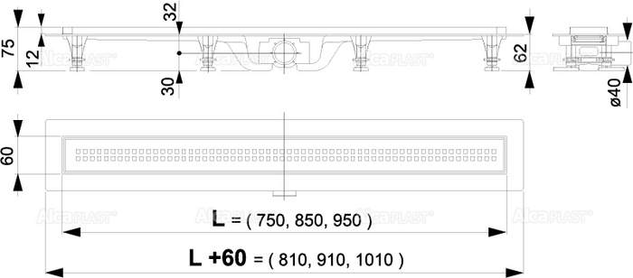 Водоотводящий желоб AlcaPlast APZ9 550 Simple
