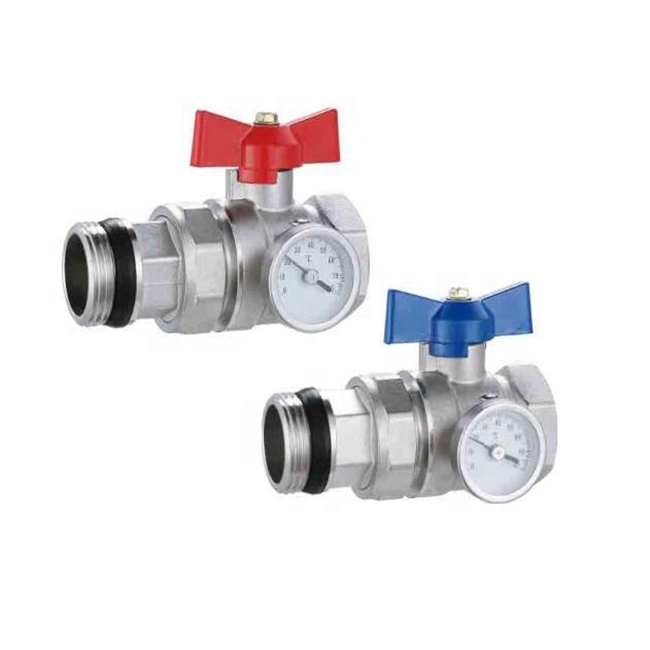 Комплект прямых шаровых кранов с термометрами 1” ROMMER (RMS-1001-030001)