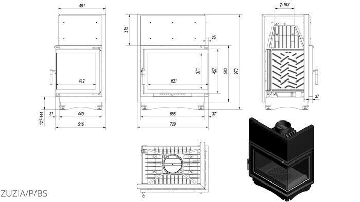 Топка Kratki Zuzia 16 R/BS