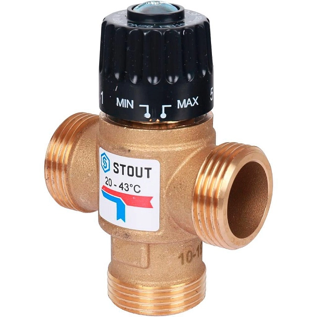 Термостатический смесительный клапан STOUT для ситем отопления и ГВС 1 НР 20-43C Kvs 2,5 (SVM-0120-254325)